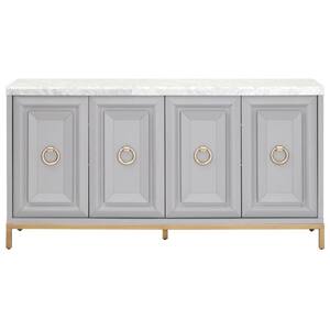 Gray and White Marble Top 71 in. Sideboard with Metal Base