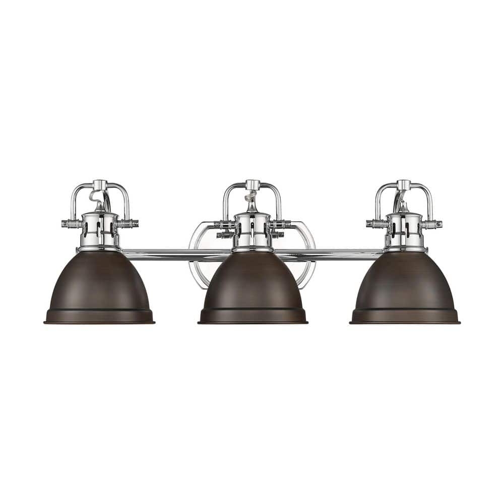 Duncan 8.25 in. 3 Light Chrome Vanity Light with Rubbed Bronze Shade price history on PriceWatchPro