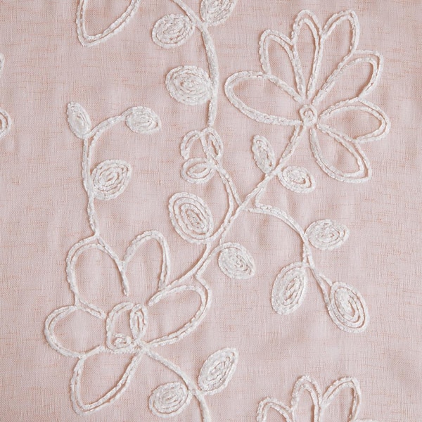 Blush Beige and Gray Floral Embroidery Upholstery Fabric by the