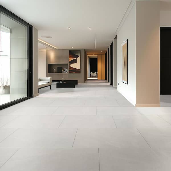 Bellevue White 24 in. x 48 in. Matte Porcelain Limestone Look Floor and Wall Tile (640 sq. ft./Pallet)