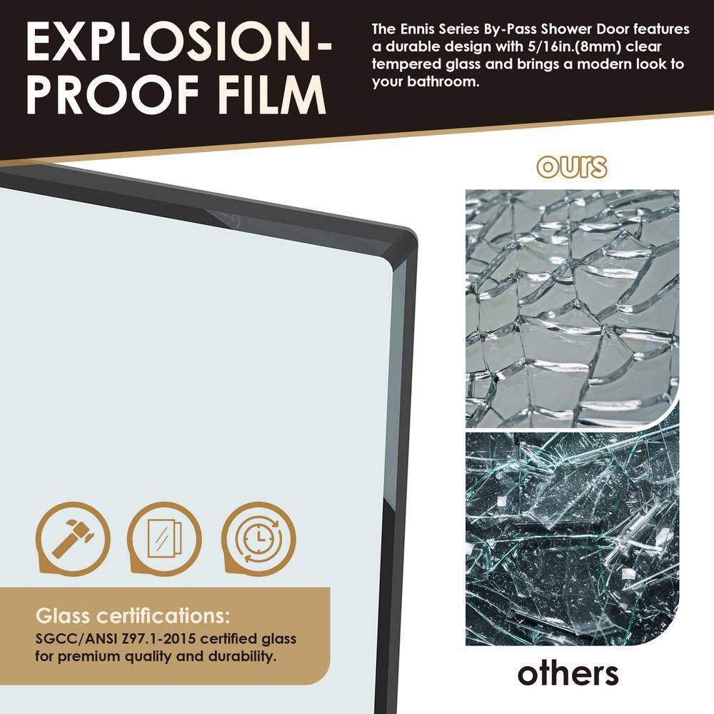 Ennis 60" Polished Chrome Framed Tub Door with Clear Glass