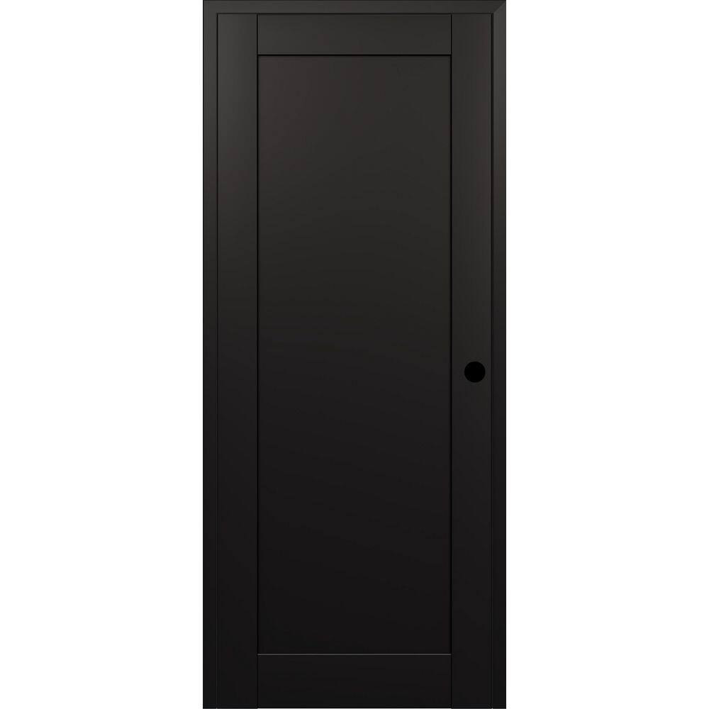 Shaker 1 Panel N DIY-Friendly 30 in. х 84 in. Left-Hand Blak Matte Composite Wood Single Prehung Interior Door price history on PriceWatchPro