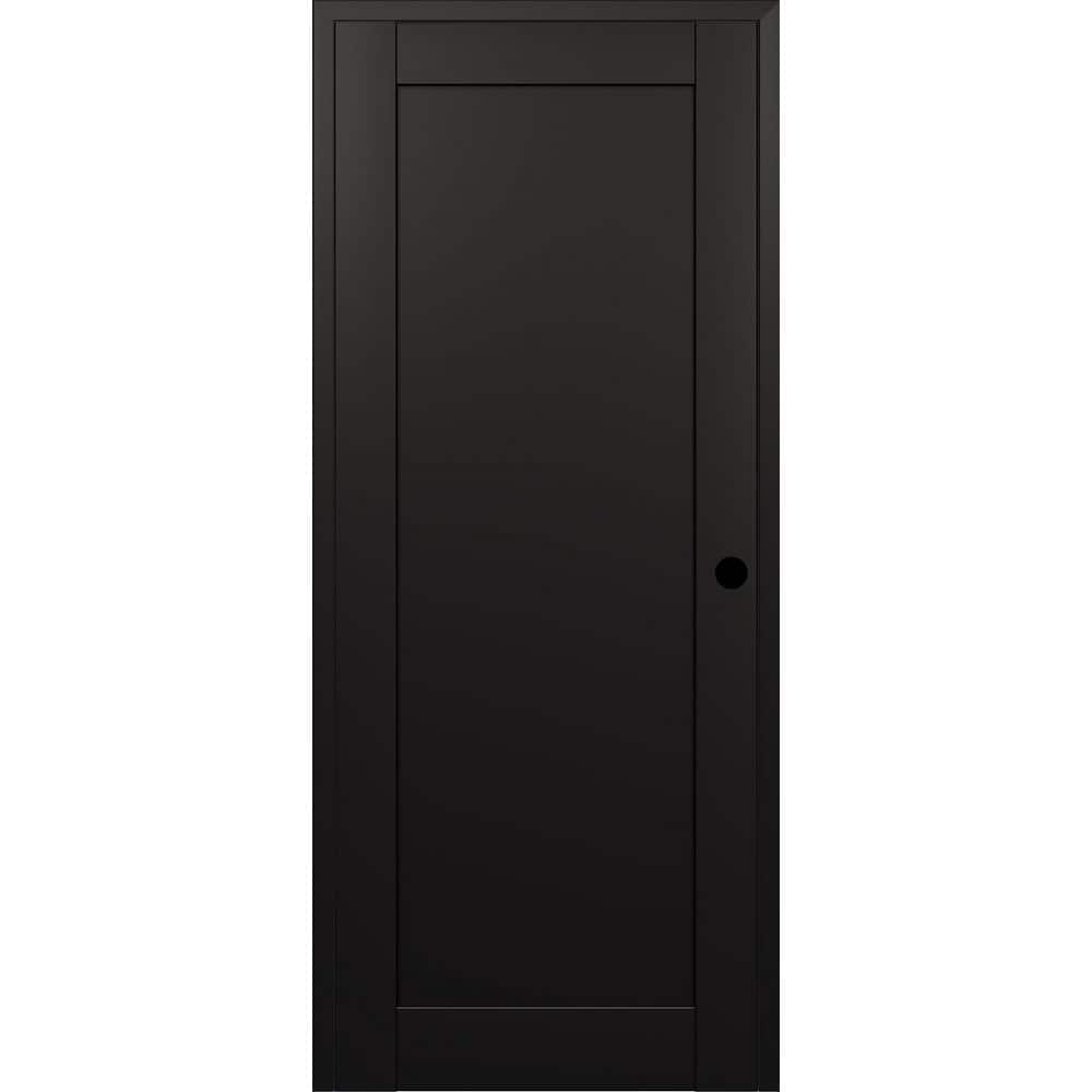 Shaker 1 Panel N DIY-Friendly 36 in. х 84 in. Left-Hand Blak Matte Composite Wood Single Prehung Interior Door price history on PriceWatchPro