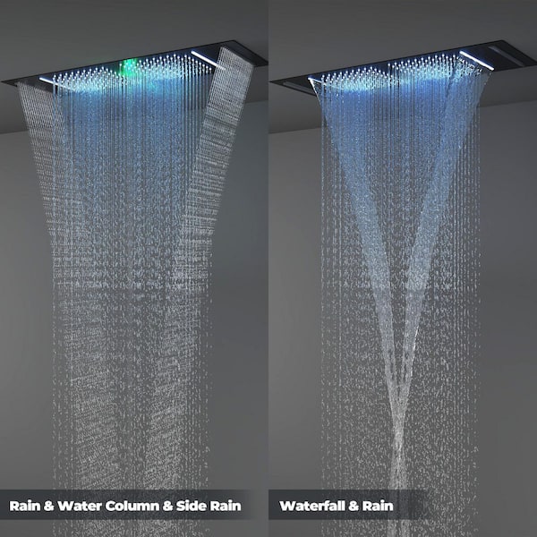 CASAINC 6-Spray Ceiling Mount Handheld Shower Head LED and Music