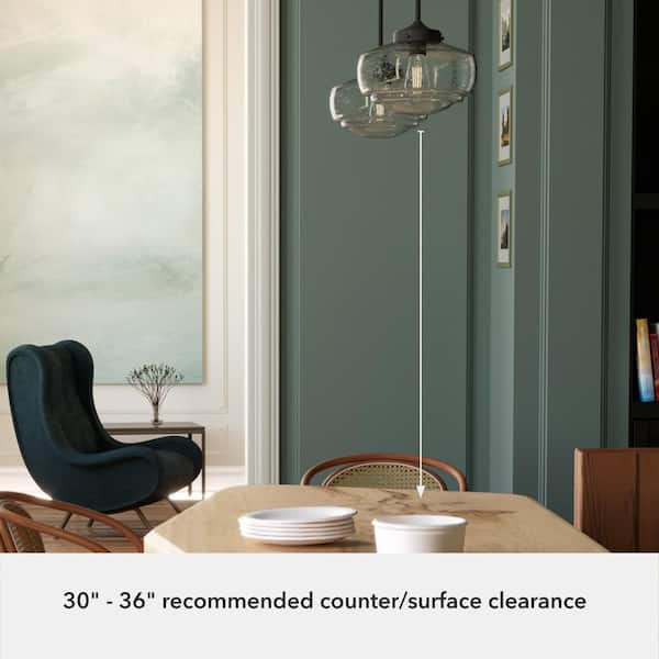 Hunter - Saddle Creek 1 Light Noble Bronze Mini Pendant with Seeded Glass Shade Kitchen Light