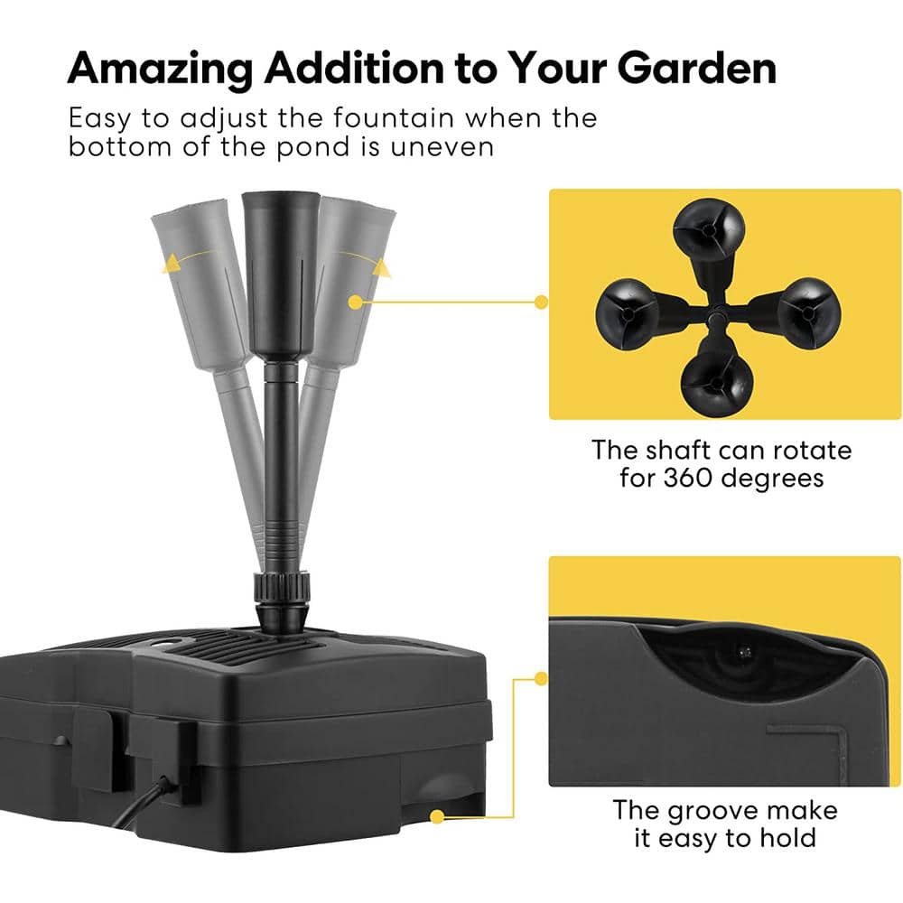 Black Rectangular Submersible Pond Filter Pump with UV Sterilizer