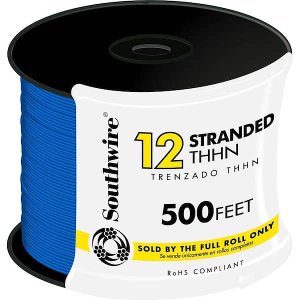 Southwire 500 ft. #12 Blue THHN Stranded Wire 22967401 - The Home