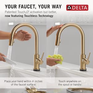 Trinsic Touch2O with Touchless Technology Single Handle Pull Down Sprayer Kitchen Faucet in Champagne Bronze