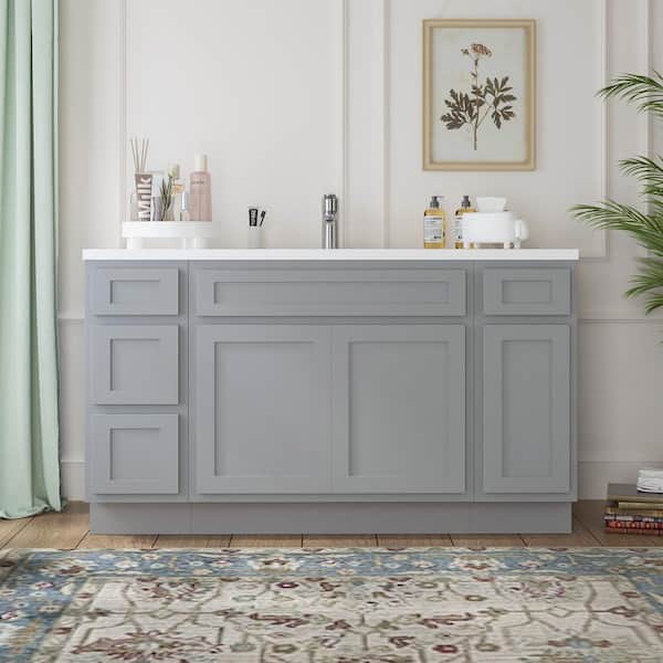 Vanity Art 54 in. W x 21 in. D x 32.5 in. H Bath Vanity Cabinet without Top in Gray