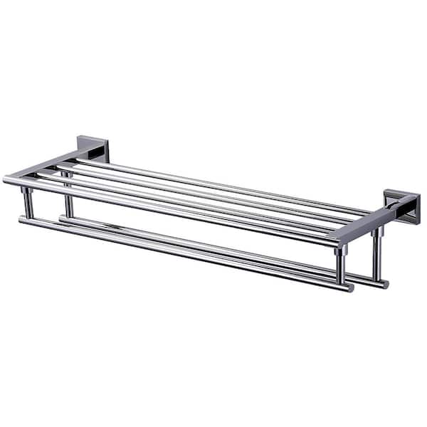 24 in. Stainless Steel Wall Mounted Bathroom Double Towel Bars in Polished Chrome