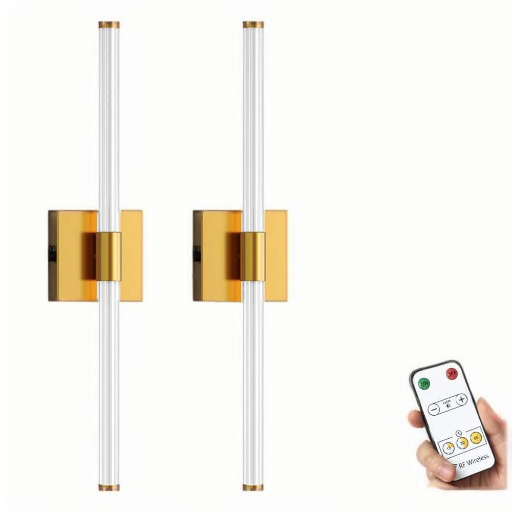 24 in. 1-Light Gold LED Wall Sconce Set of 2, Wireless Vanity Light Bar for Bathroom and Bedroom price history on PriceWatchPro