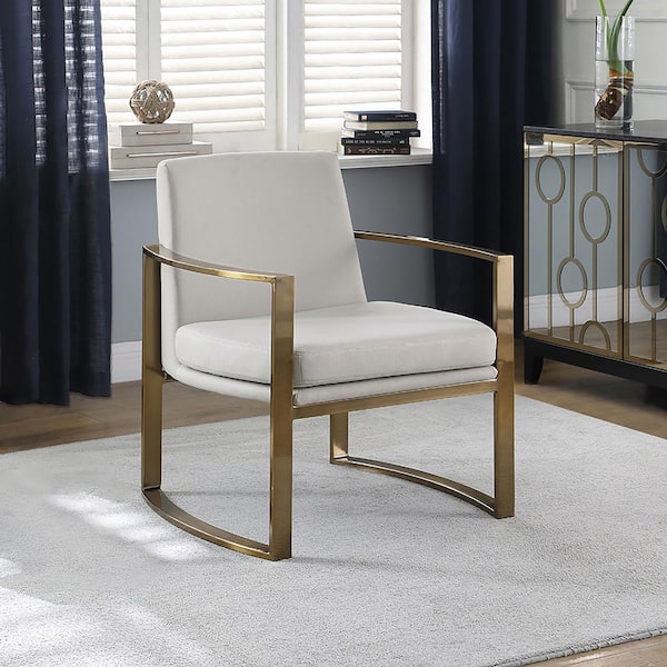 Coaster Cory Cream and Bronze Concave Metal Arm Accent Chair