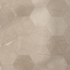 Elegance Beige Hexagon 7.7 in. x 8.9 in. Matte Porcelain Marble look Floor and Wall Tile (9.05 sq. ft./Case)