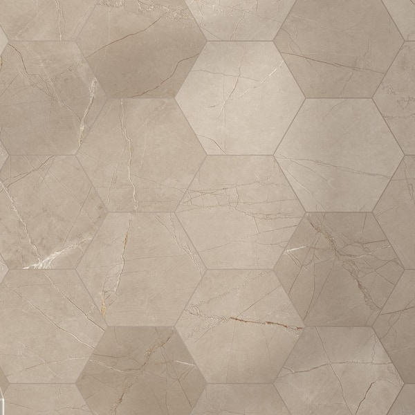 MOLOVO Elegance Beige Hexagon 7.7 in. x 8.9 in. Matte Porcelain Marble look Floor and Wall Tile (9.05 sq. ft./Case)