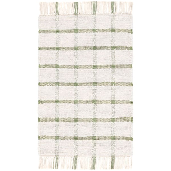 Montauk 3 ft. x 5 ft. Ivory/Green Geometric Lattice Area Rug