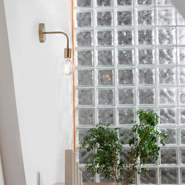 Holden 1-Light Matte Brass Plug-In or Hardwire Wall Sconce
