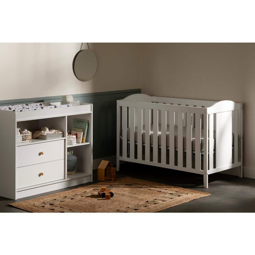 Pure White Scandinavian Convertible Wood Crib