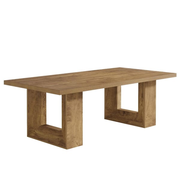 63 in. Rectangular Rustic Brown Wood Computer Desk with Large Tabletop, Farmhouse Conference Table for Office, Work