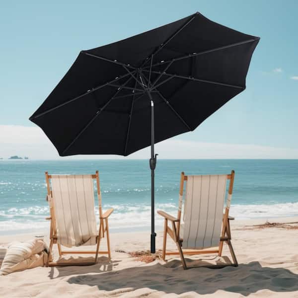 10 ft black patio umbrella WestinTrends Outdoor Solar LED Cantilever and light up your evening with the solar LED lights Aok Garden 10FT LED 3