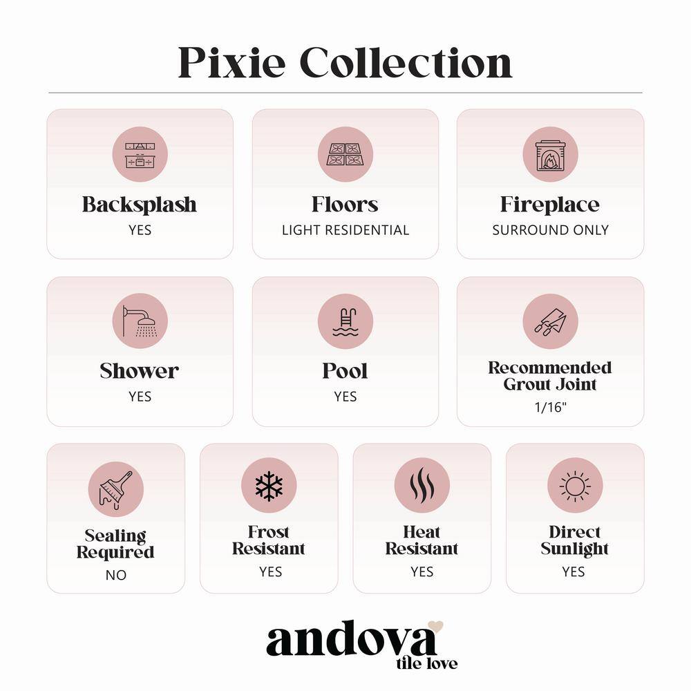Pixie 0.75" x 0.75" Gray and White Glass Mosaic Tile Sample