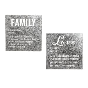 14 in. x 14 in. Galvanized Metal Wall Decor with Die Cut Words, (Set of 2)