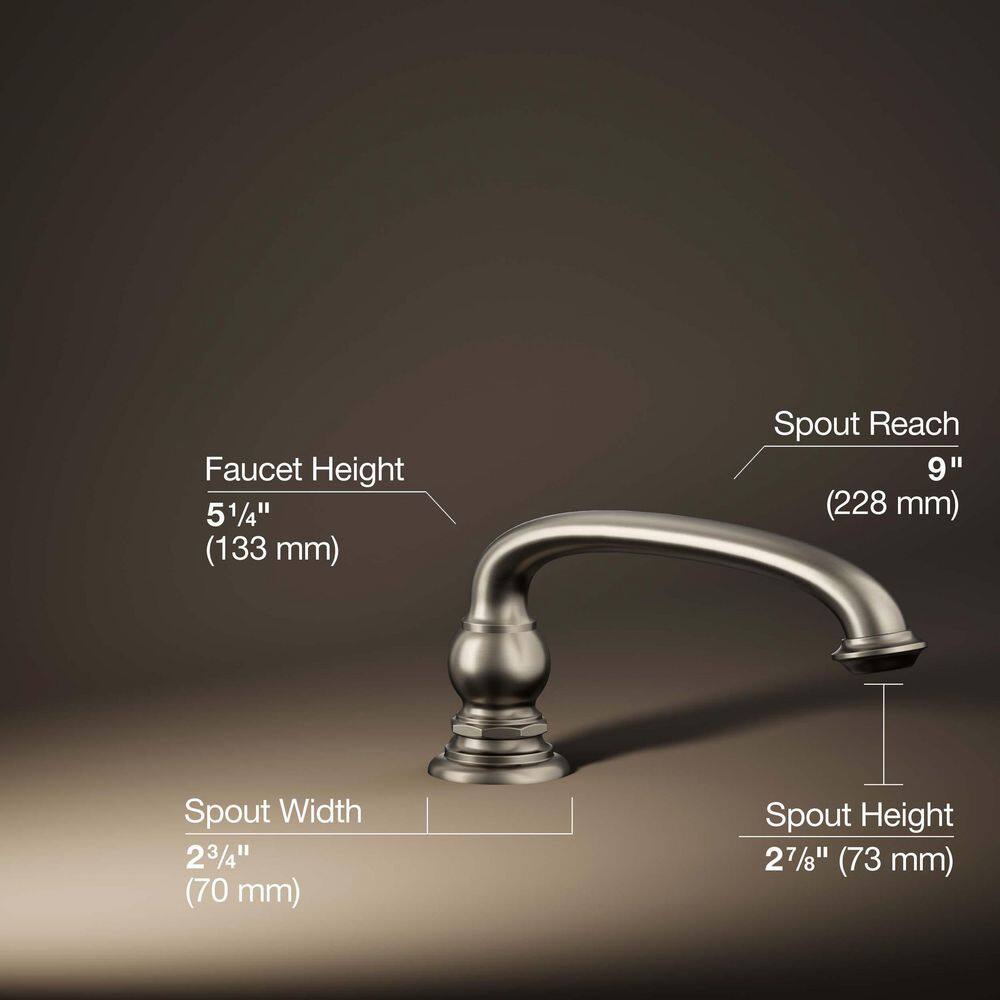 Artisan Vintage Brushed Nickel 9" Deck-Mount Bath Spout