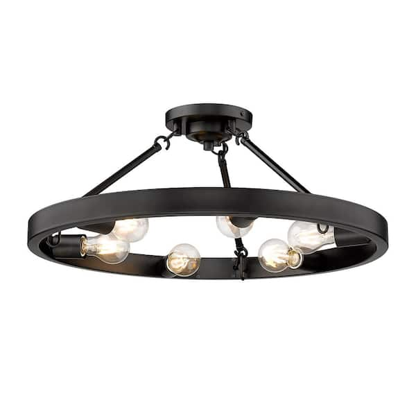 Castile 24 in. 6-Light Matte Black Semi-Flush Mount