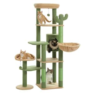 59 in. Cactus Cat Tree, Tall Cat Tree for Large Cat, Multi-Level Cat Tower, Cat Tree for Indoor Cats