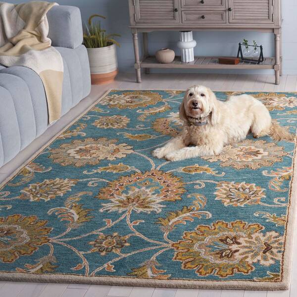 SAFAVIEH Heritage 5 ft. x 8 ft. Blue/Yellow Ornate Floral Area Rug