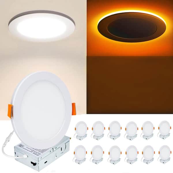 WYZM 4 in. Adjustable 5CCT Canless Dimmable w/Night Light Integrated LED Recessed Downlight Kit ETL Listed, 12PACK