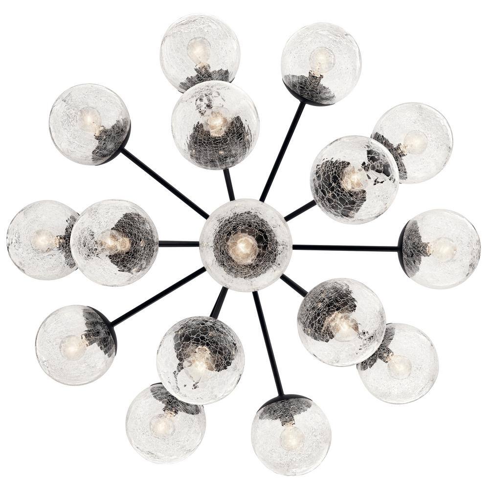 Black Sputnik 16-Light Chandelier with Clear Crackle Glass