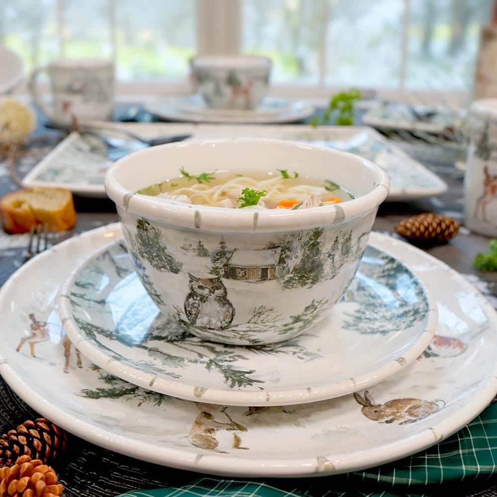 Winter's Frost Ceramic Holiday Dinnerware Set, Service for 4