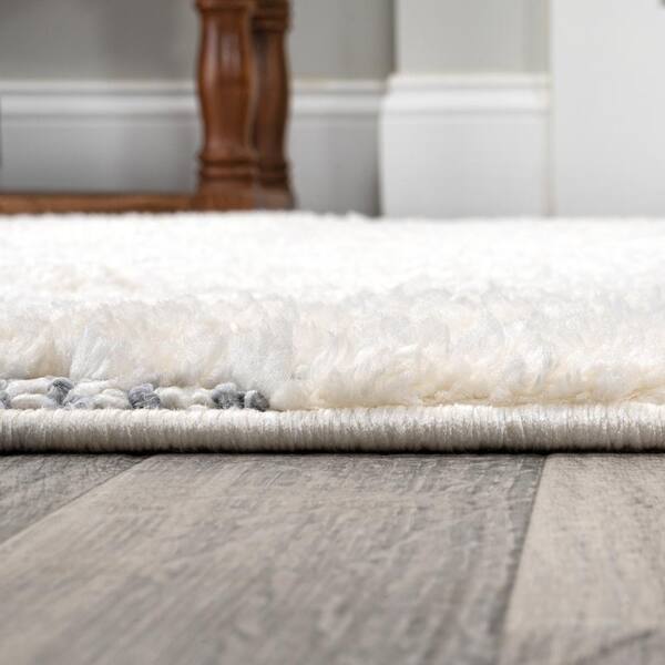 JONATHAN Y Pia Cream/Gray 2 ft. x 8 ft. Moroccan Trellis Plush