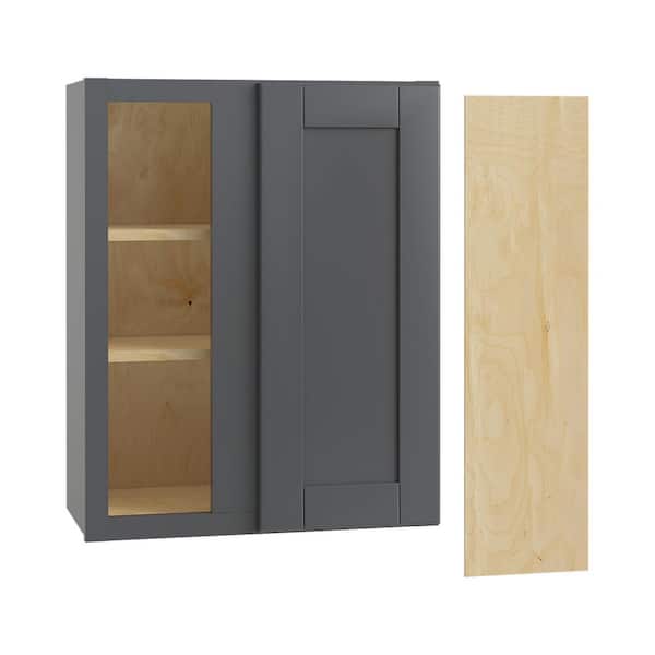 Home Decorators Collection Washington 24 in. W x 12 in. D x 36 in. H Assembled Plywood Wall Blind Kitchen Cabinet in Valiant Onyx with Soft Close