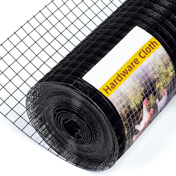 16 in. x 10 ft. Black Steel Hardware Cloth 0.5 in. Mesh Vinyl Coated Fence for Chicken Coop and Home Improvement