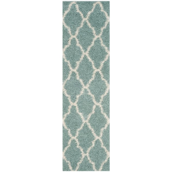 Townsend 2 ft. x 14 ft. Seafoam/Ivory Geometric Runner Rug