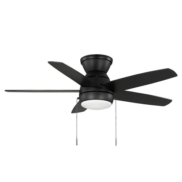 Hampton Bay Riplee 44 in. Indoor Matte Black Hugger Ceiling Fan with White Color Changing LED Light Kit