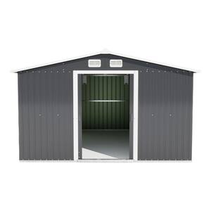 10 ft. W x 12 ft. D Outdoor Metal Storage Shed with Lockable Door, Storage House Waterproof Tool Shed, Gray(120 sq. ft.)