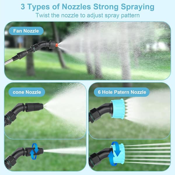 Battery Powered Pump Sprayer 2 Gal. W/ 3-Nozzles, Electric Sprayers in Lawn and Garden for Weed/Pest Control, Watering