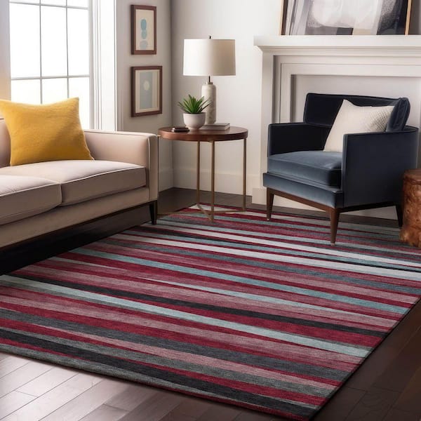 Mayfield Premium Machine Washable Abstract AMF997 Burgundy 8 ft. x 10 ft. Area Rug