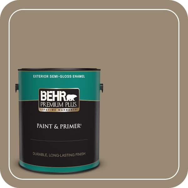 BEHR PREMIUM PLUS 1 gal. #N310-5 Weathered Fossil Semi-Gloss Enamel Exterior Paint & Primer