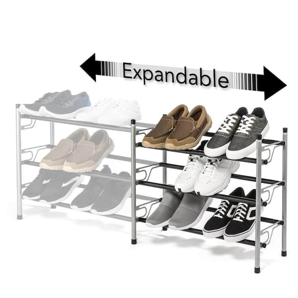 3 Tier Shoe Rack for Closet Stackable Wide Shoe Shelf Storage