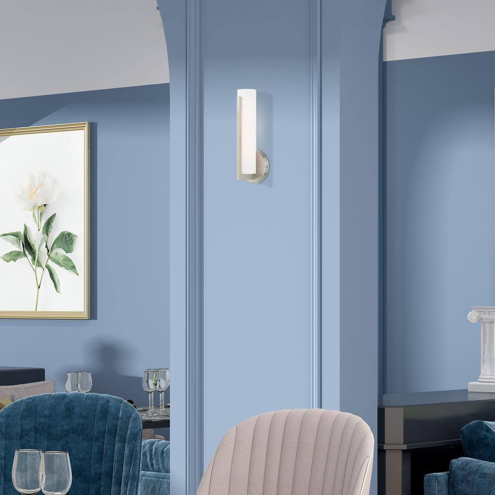 Sleek Brushed Nickel Vanity Wall Sconce with Satin White Shade