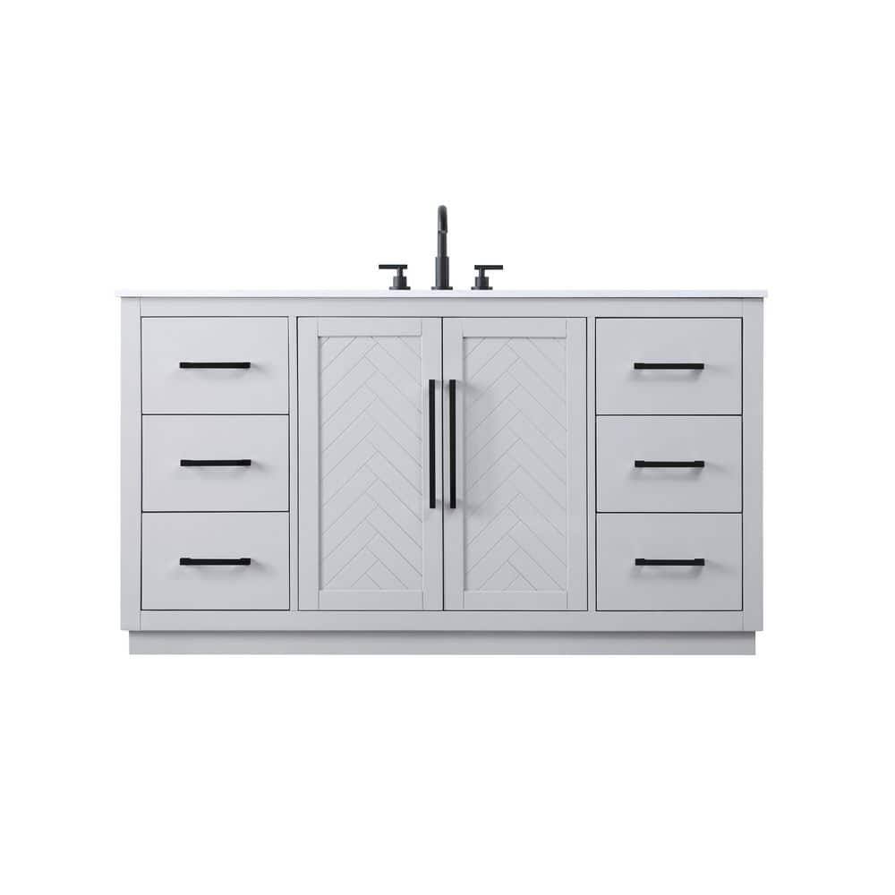 60 in. Single Sink Grey Bath Vanity with White Engineered Marble Top price history on PriceWatchPro