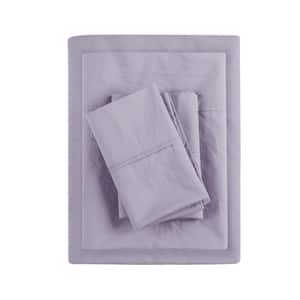 Purple Twin 200 Thread Count Relaxed Cotton Percale Sheet Set