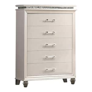 Litzler Pearl White 5-Drawer 37.63 in. Wide Chest of Drawers