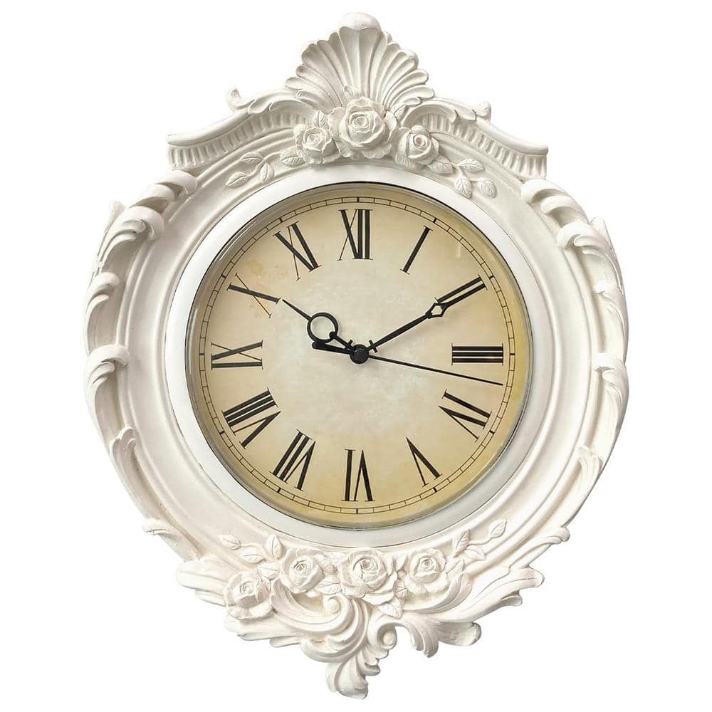 European Style Decorative Retro White Wall Clock, Quality Quartz Battery Op