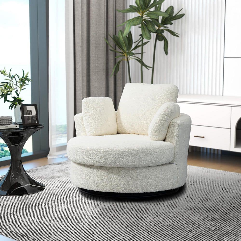 ANBAZAR 360° Swivel Barrel Chair, Accent Sofa Chair With 3-Pillow ...