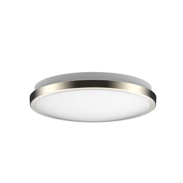 DYMOND 10 in. Modern Ring Brushed Nickel LED Ceiling Light Fixture Flush Mount 4000K Neutral White For Kitchen or Bedroom