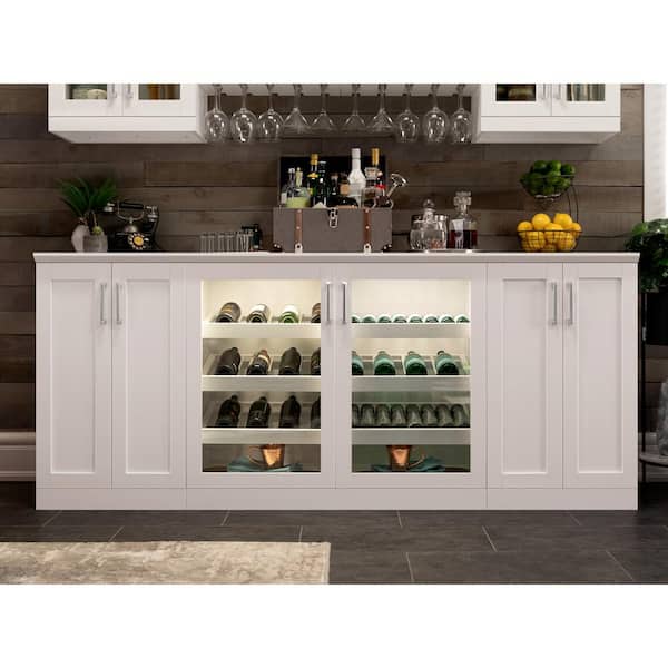 Home Bar 21 In White Cabinet Set, Bar Cabinet With Wine Fridge White